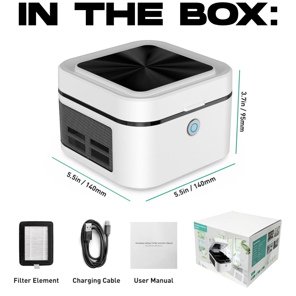Premium Smokeless Ashtray Smoke Elimination USB Air Filtration