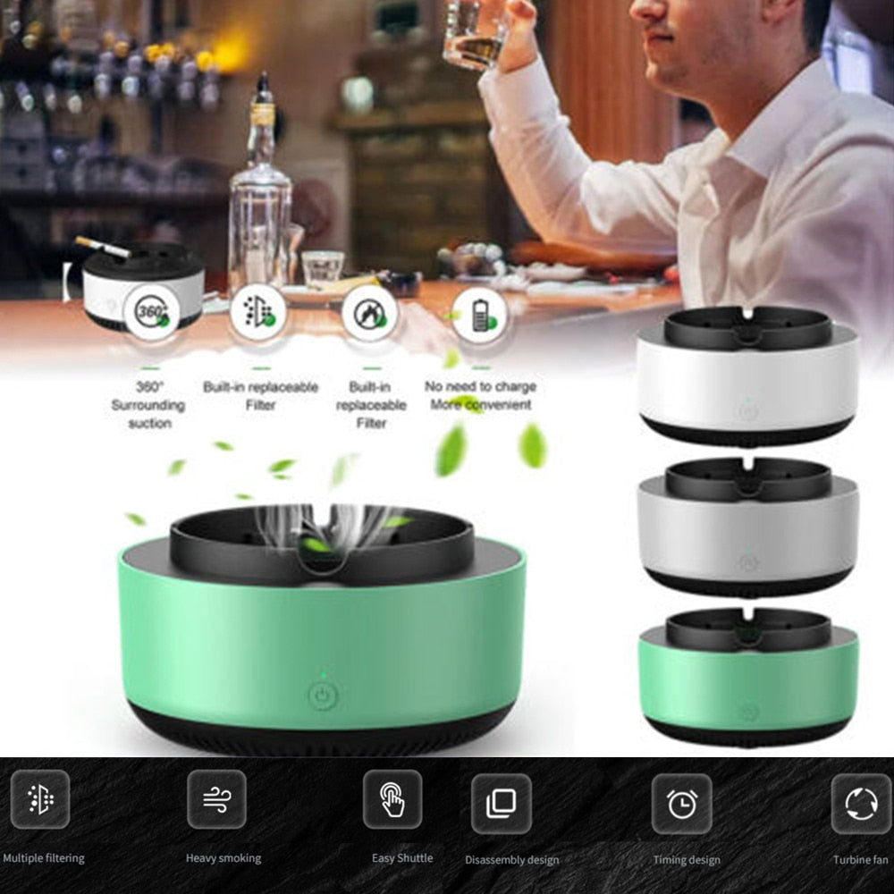 Smokeless Ashtray Air Purification Smell Proof Smoke Sucking