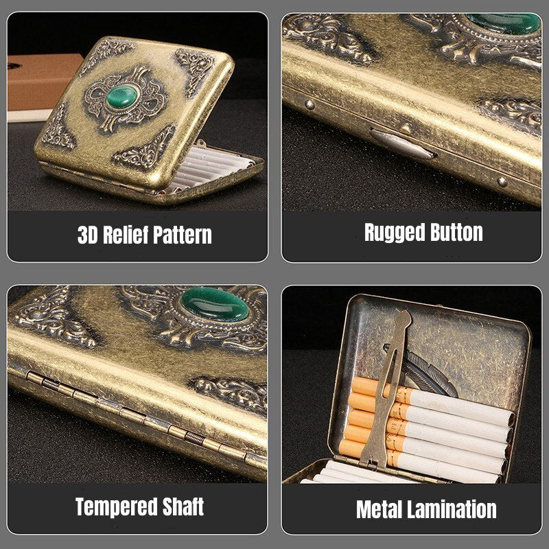 Vintage Jade Metal Cigarette Case 20 Regular & King