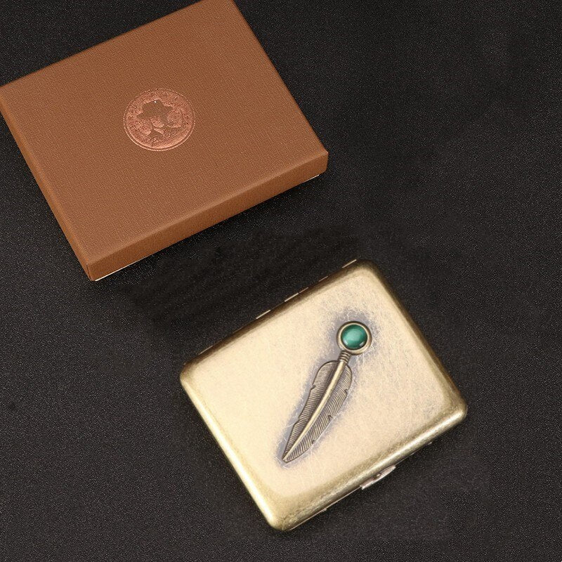 Vintage Jade Metal Cigarette Case 20 Regular & King