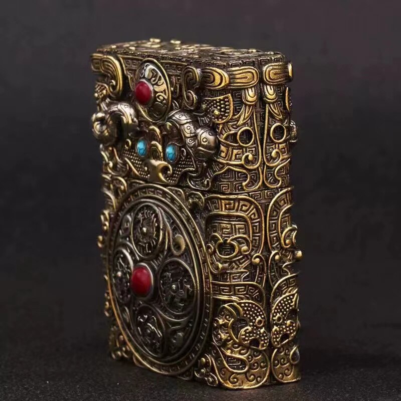 Gold & Silver  Classic Zippo Style Gothic Lighter