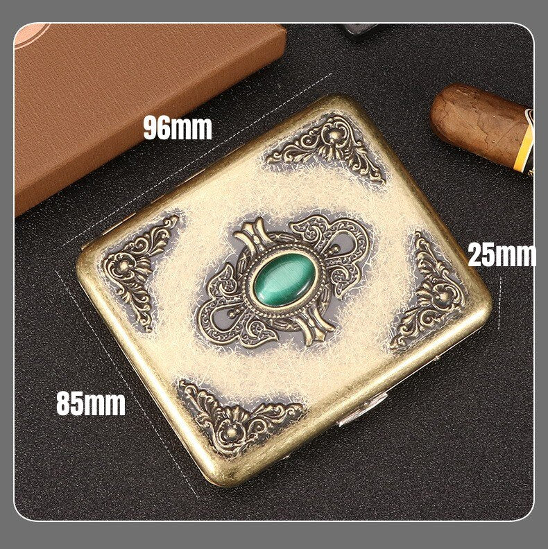 Vintage Jade Metal Cigarette Case 20 Regular & King