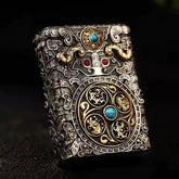 Gold & Silver  Classic Zippo Style Gothic Lighter