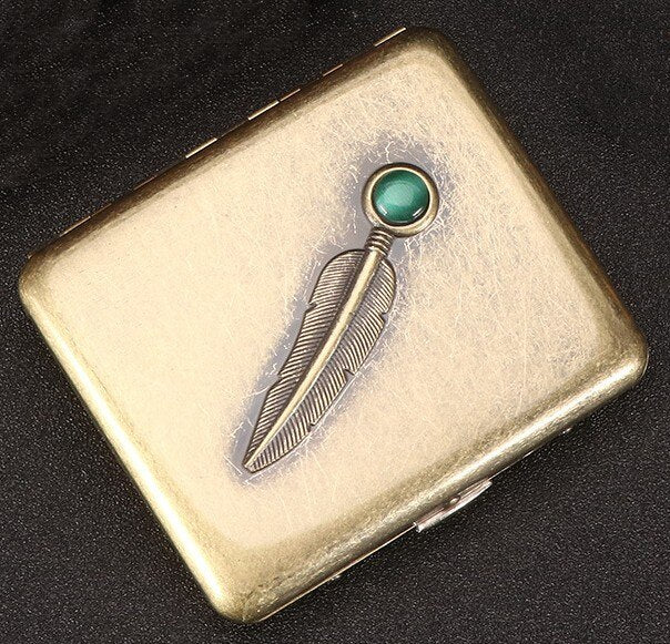 Vintage Jade Metal Cigarette Case 20 Regular & King