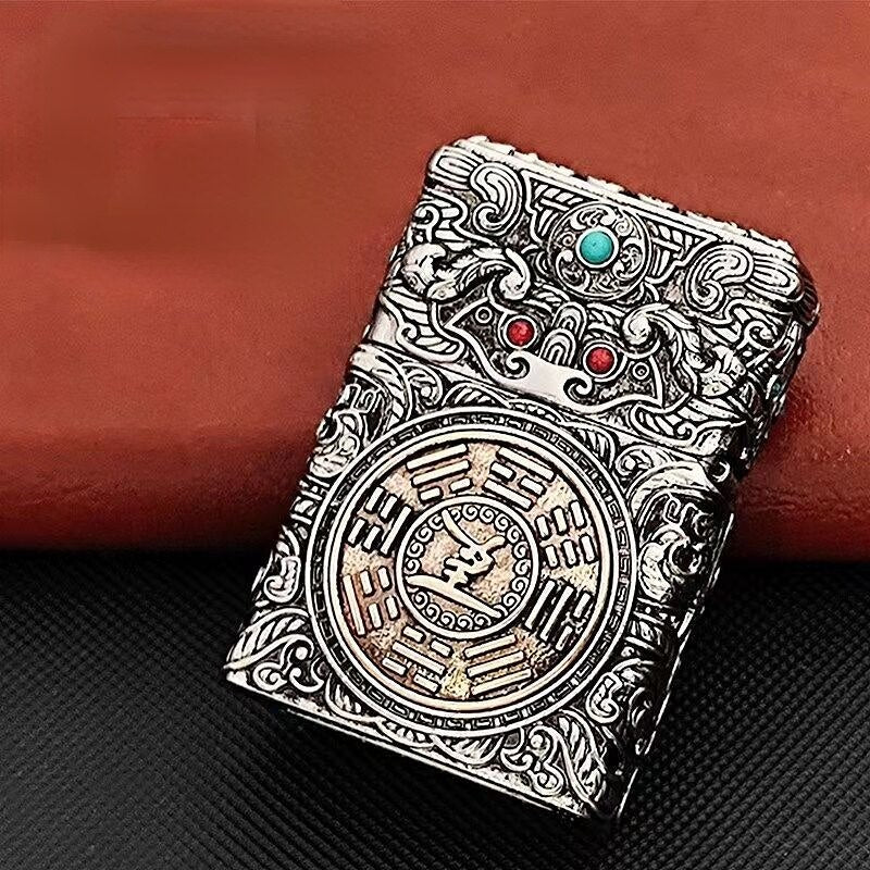 Gold & Silver  Classic Zippo Style Gothic Lighter