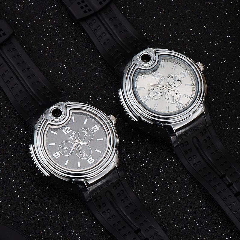 2-in-1 Executive Lighter Watch Butane Soft Flame Windproof Quartz Movement
