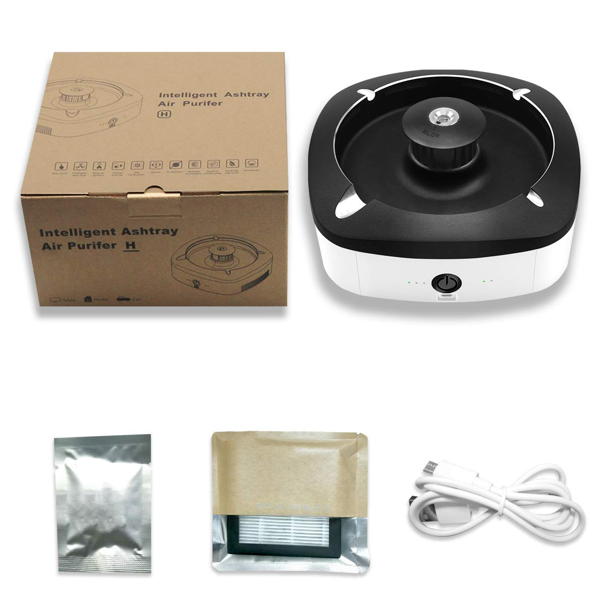 Large Smokeless Ashtray Smoke Eliminator USB Rechargeable