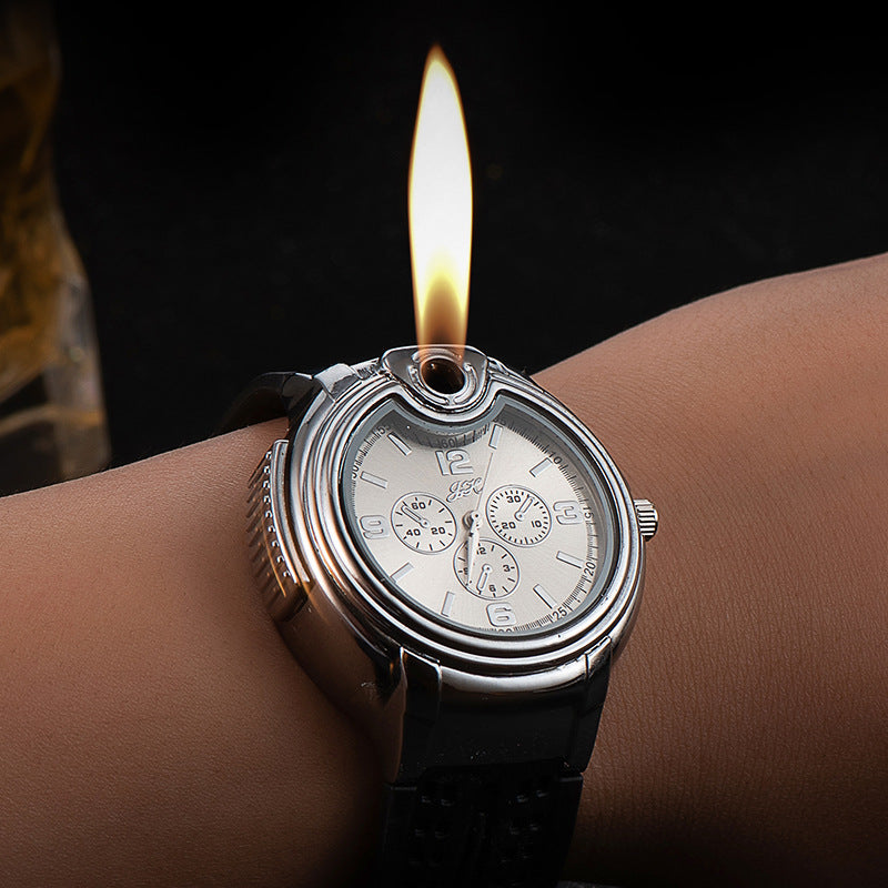 2-in-1 Executive Lighter Watch Butane Soft Flame Windproof Quartz Movement
