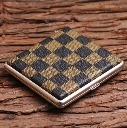 Elegant Leather Cigarette Case Metal King Size