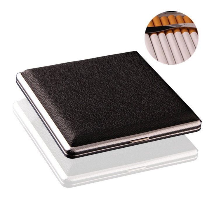 Elegant Leather Cigarette Case Metal King Size