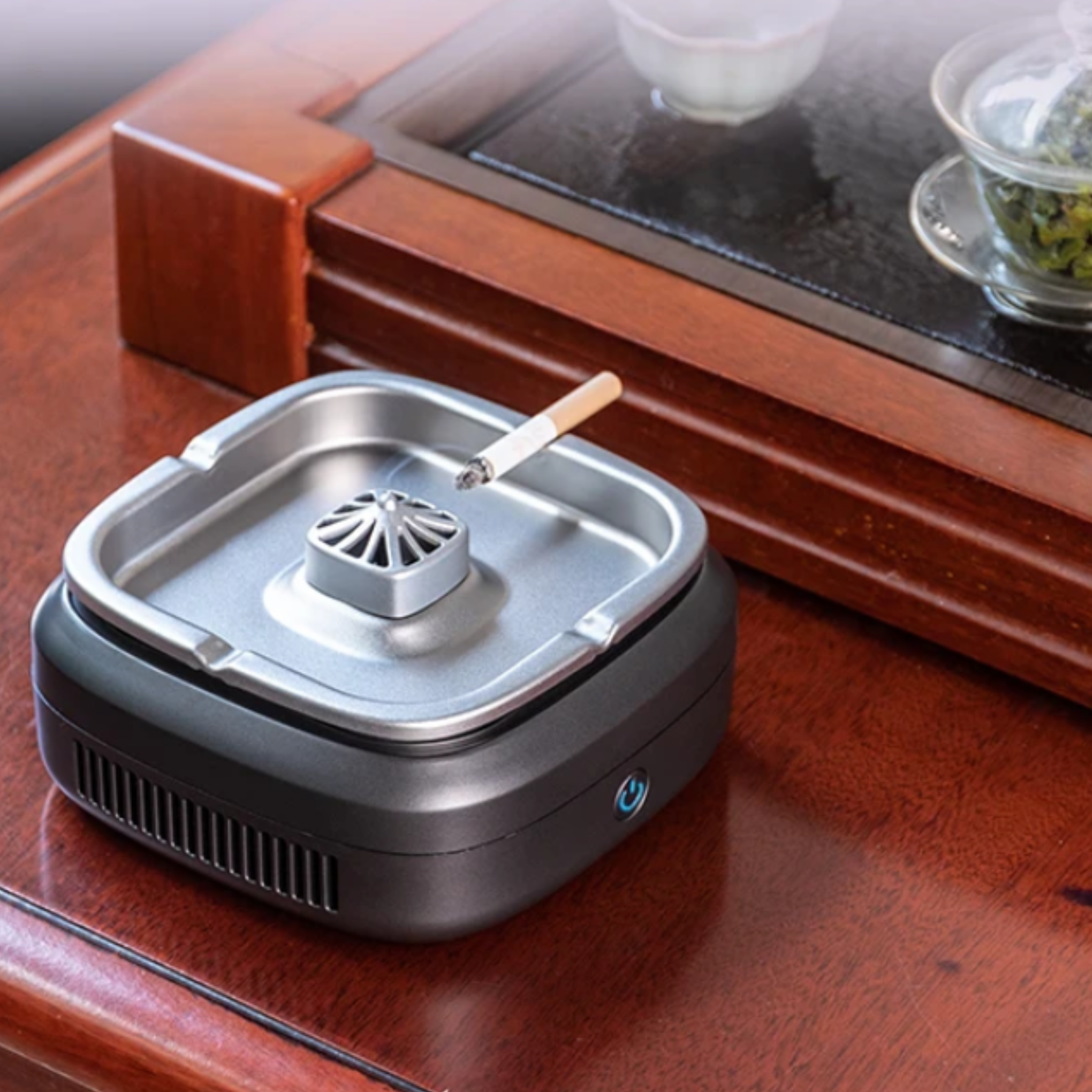 Metal Smokeless Ashtray USB Washable Filter Smoke Elimination