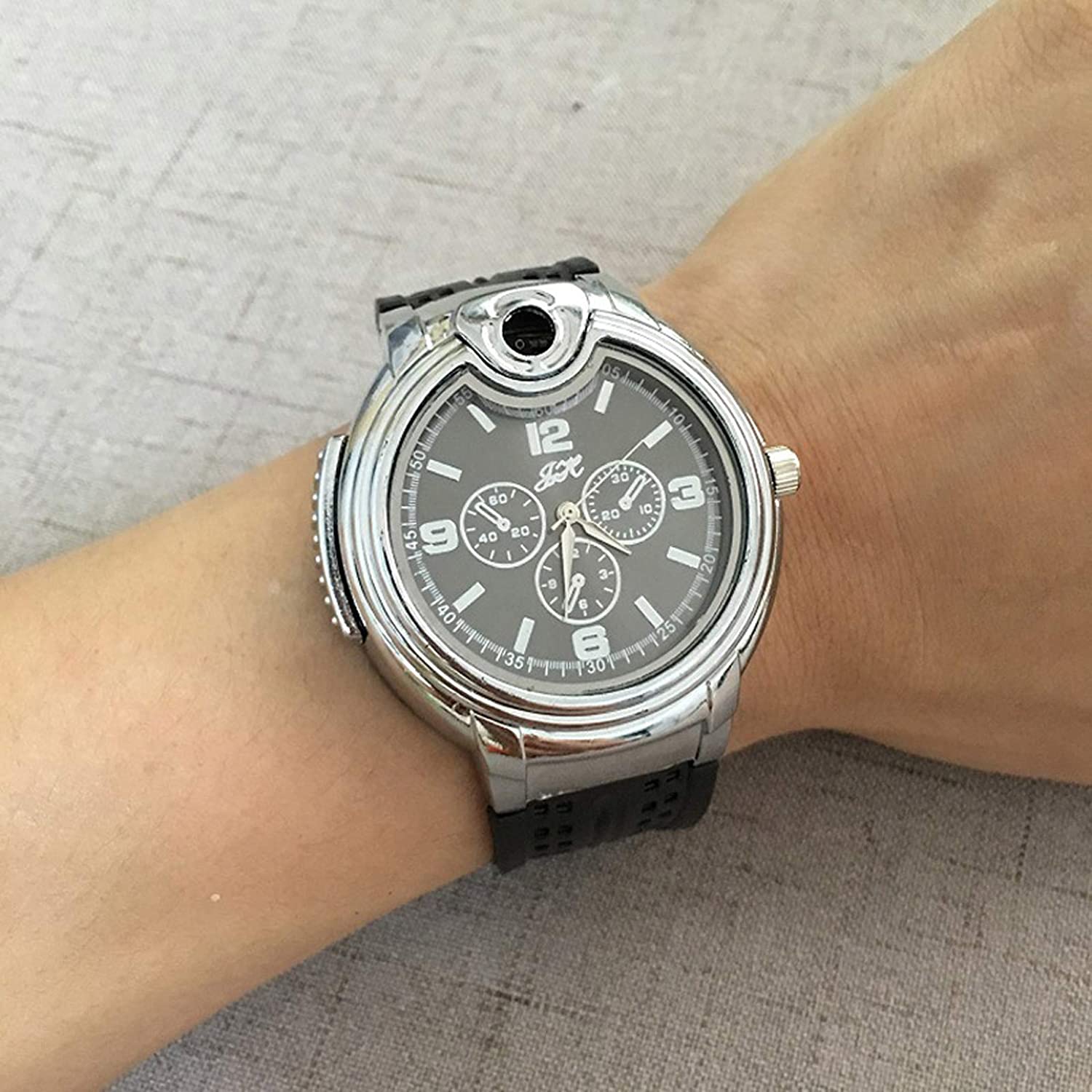 2-in-1 Executive Lighter Watch Butane Soft Flame Windproof Quartz Movement