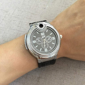 2-in-1 Executive Lighter Watch Butane Soft Flame Windproof Quartz Movement